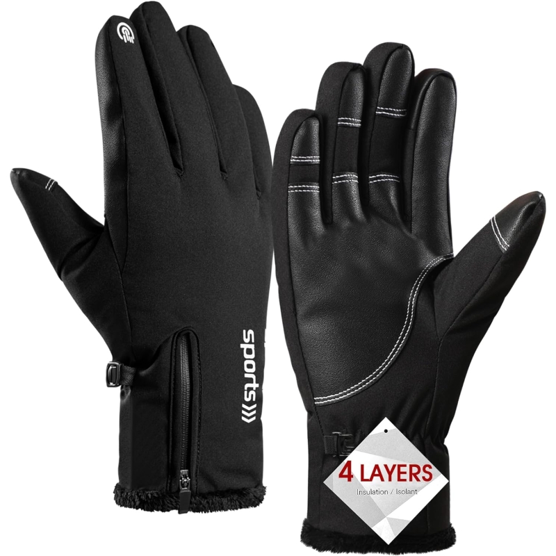 Pleneal Winter Waterproof Gloves for Men Women - Snow Ski Gloves with 10 Touchscreen Fingers & Comfortable Multiple-Layer Lining, Cycling Gloves